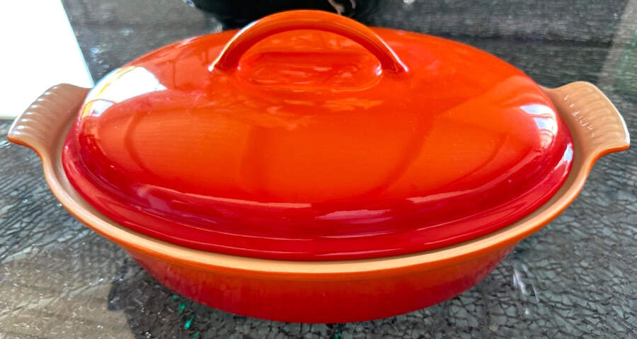 Flame (Volcanic Orange) 3.5 Quart Oval Casserole Covered by Le Creuset-1