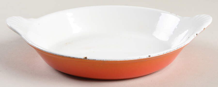 Flame (Volcanic Orange) 7" Cast Iron Eared Round Egg Dish by Le Creuset-1