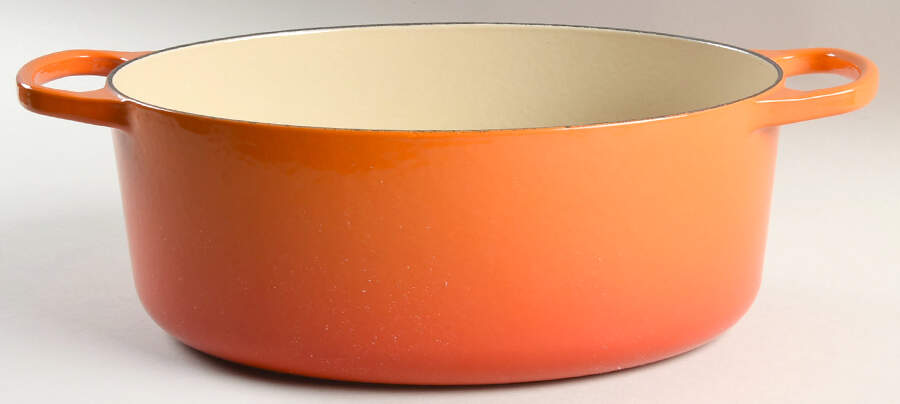 Flame (Volcanic Orange) 6.75 Qt Cast Iron Oval Dutch Oven No Lid by Le Creuset-1