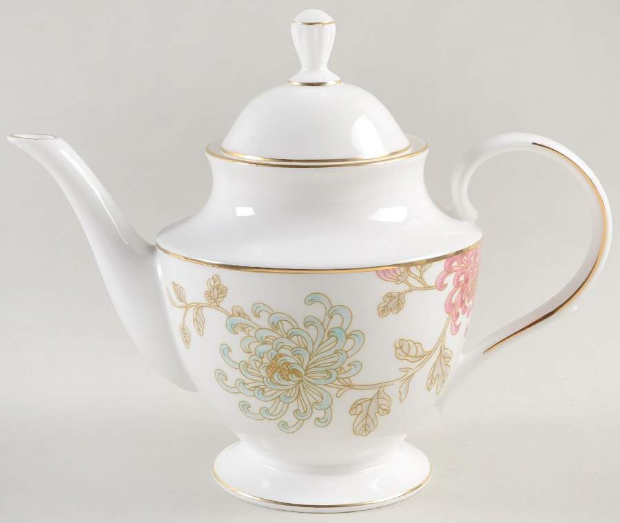 Painted Camellia Teapot & Lid by Lenox-1