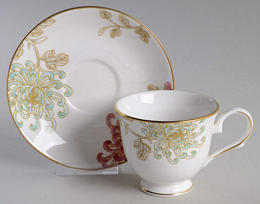 Painted Camellia Footed Cup & Saucer Set by Lenox-1