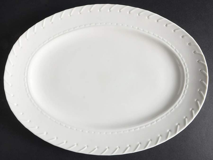 Whipstitch Cream 14" Oval Serving Platter by Ralph Lauren China-1