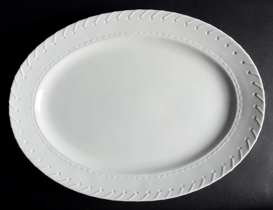 Whipstitch Cream 16" Oval Serving Platter by Ralph Lauren China-1