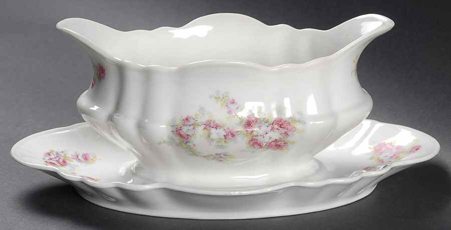 LEG101 Gravy Boat with Attached Underplate by F Legrand & Cie-1