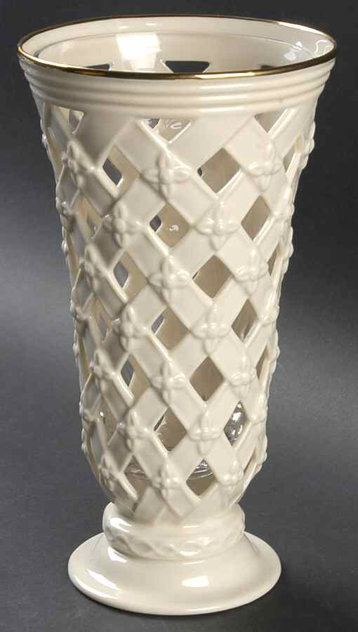 Pierced Lattice Collection 8" Vase W/Glass Insert by Lenox-1