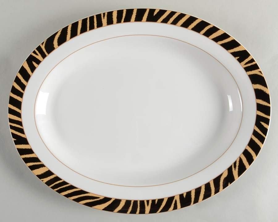 Safari Zebra 16" Oval Serving Platter by Ralph Lauren China-1