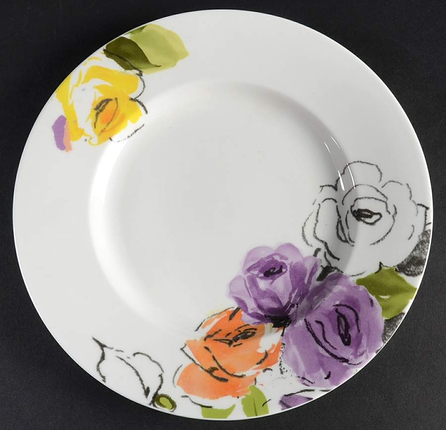 Charcoal Floral Accent Luncheon Plate by Lenox-1