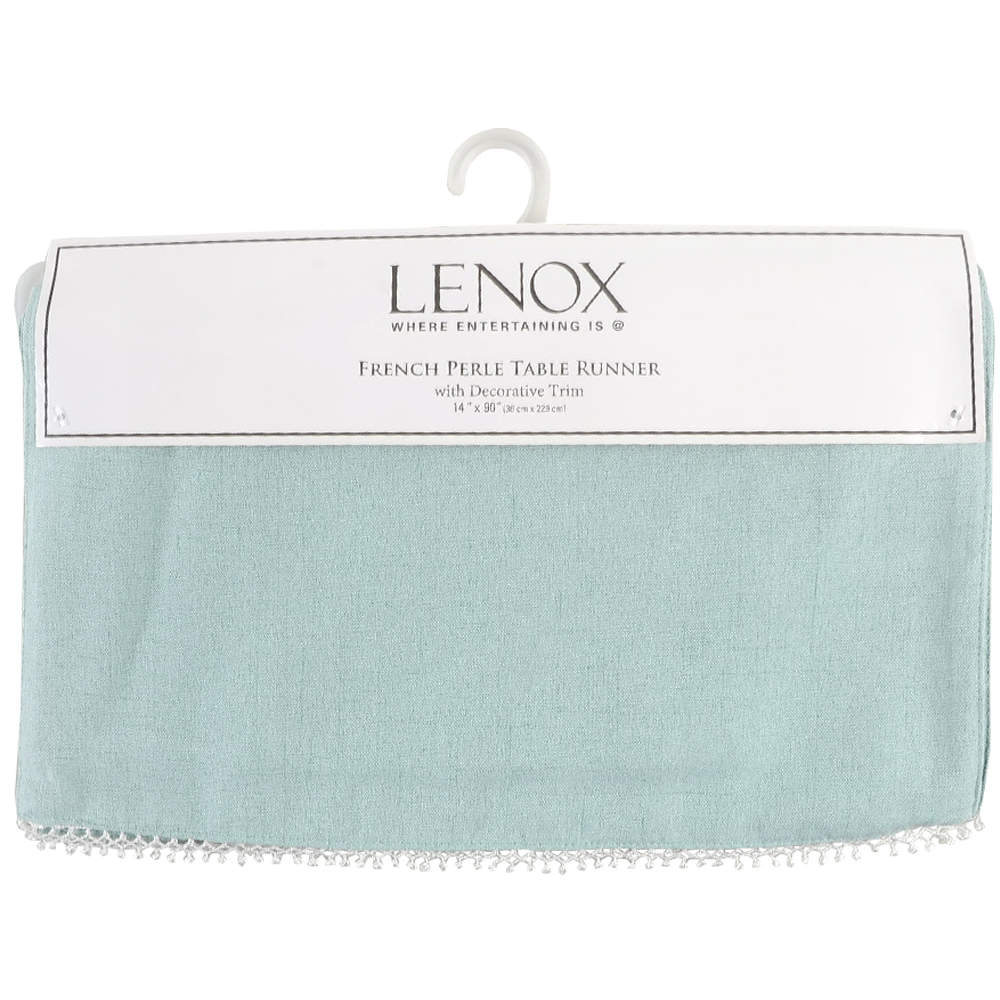 French Perle Ice Blue 14" X 90" Cloth Table Runner by Lenox-1