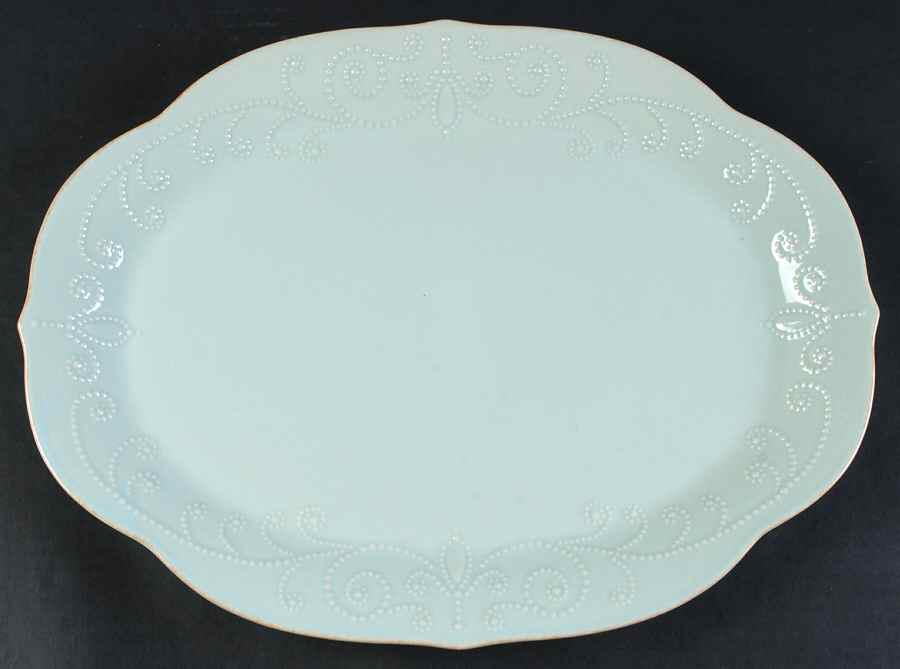 French Perle Ice Blue 16" Oval Serving Platter by Lenox-1