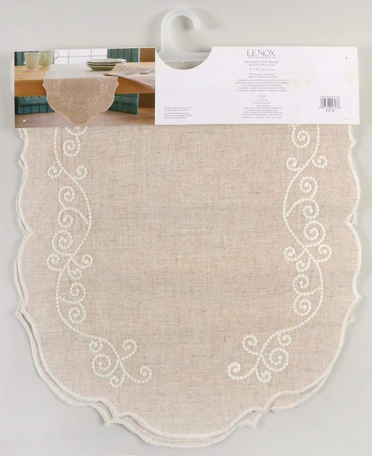 French Perle White 14" X 31" Centerpiece Cloth Runner by Lenox-1