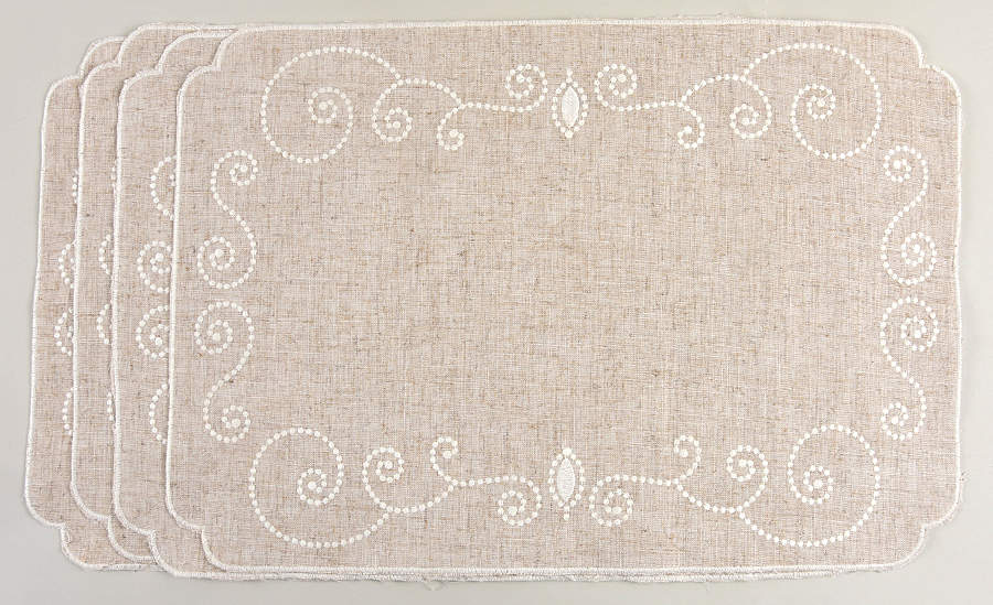 French Perle White Cloth Placemat - Set of 4 by Lenox-1