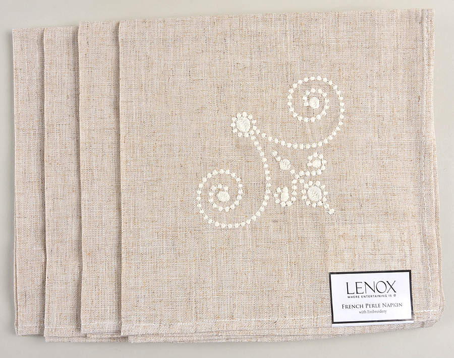 French Perle White Cloth Napkin - Set of 4 by Lenox-1