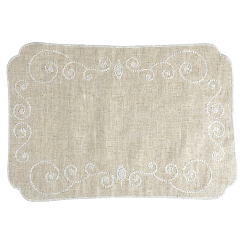 French Perle White Cloth Placemat by Lenox-1
