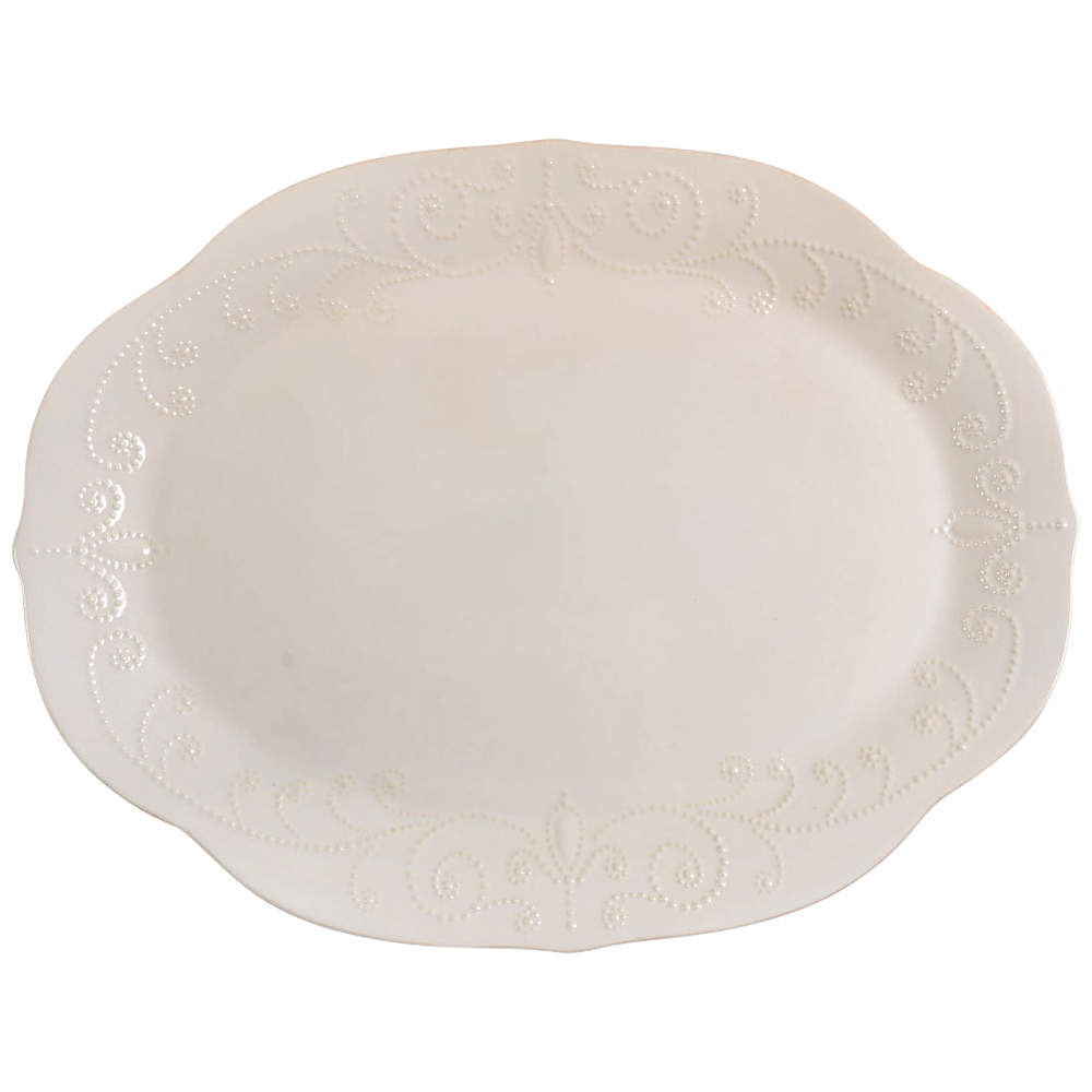 French Perle White 16" Oval Serving Platter by Lenox-1
