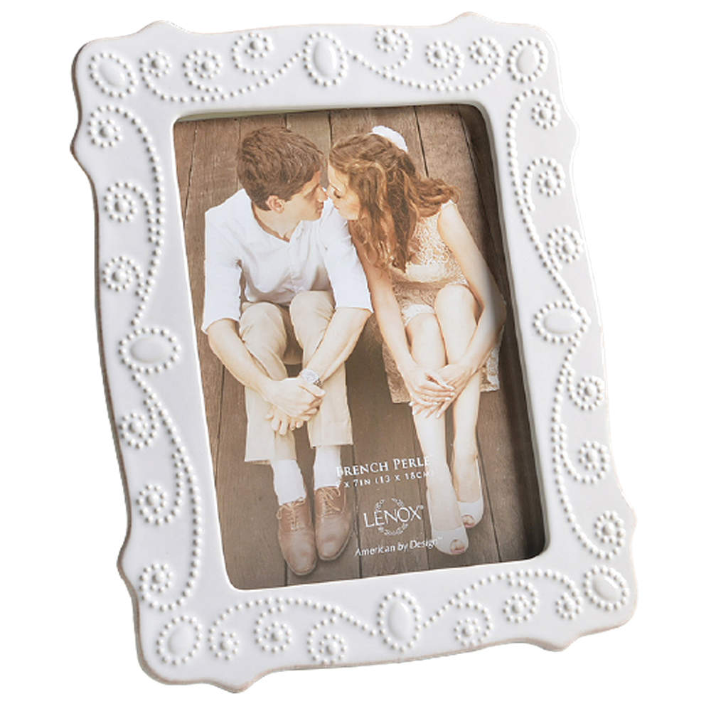 French Perle White Frame-Holds 5" X 7" by Lenox-1