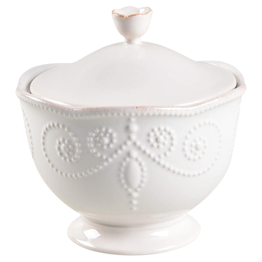 French Perle White Sugar Bowl & Lid by Lenox-1