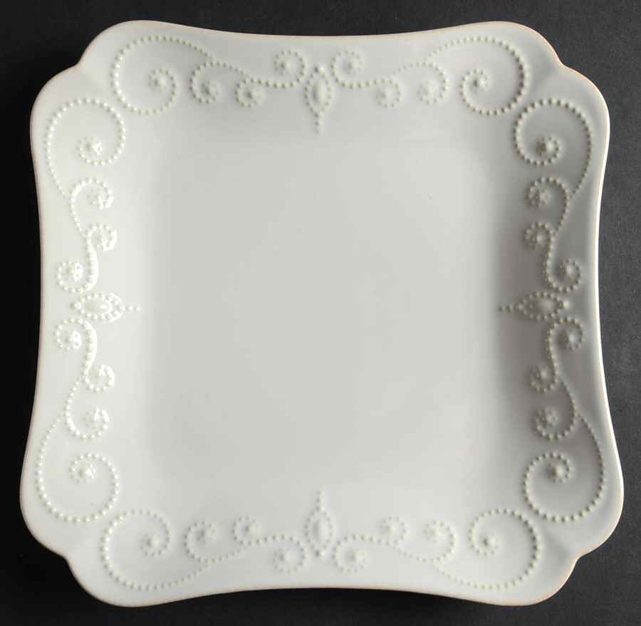 French Perle White Square Dinner Plate by Lenox-1