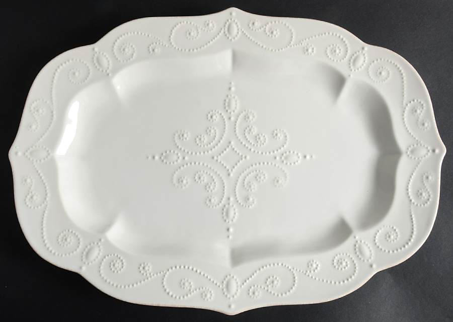 French Perle White 18" Oval Serving Platter by Lenox-1