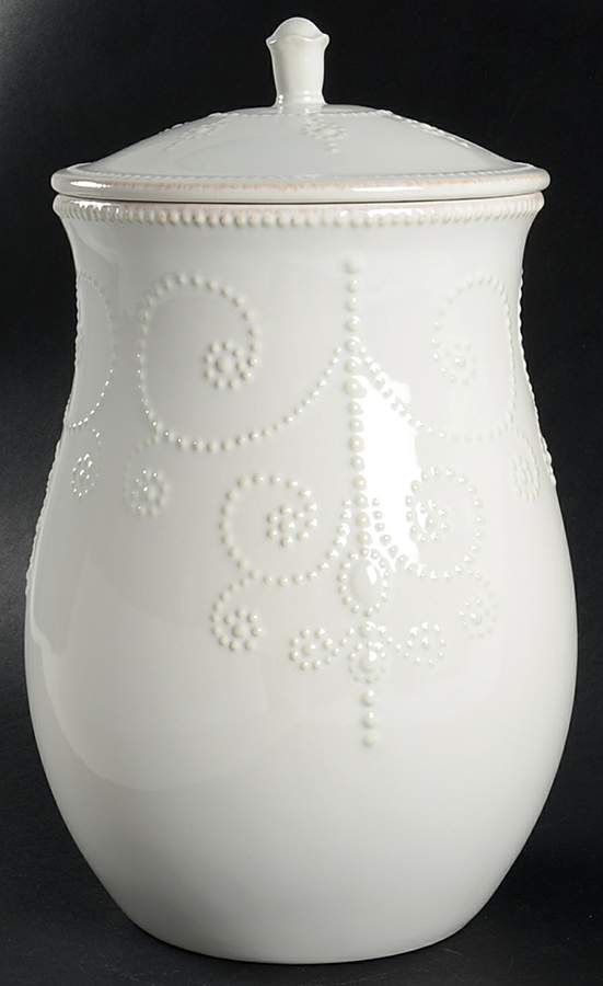 French Perle White Cookie Jar & Lid by Lenox-1