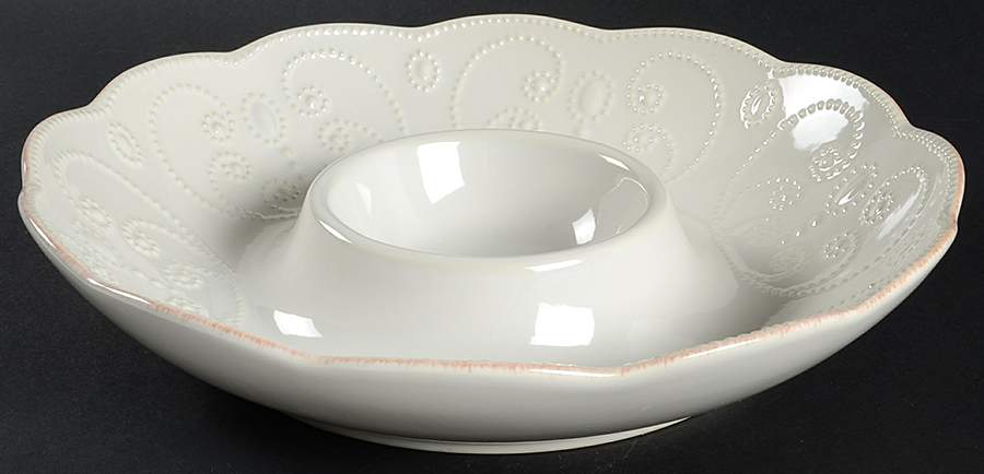 French Perle White 1 Piece Chip & Dip by Lenox-1