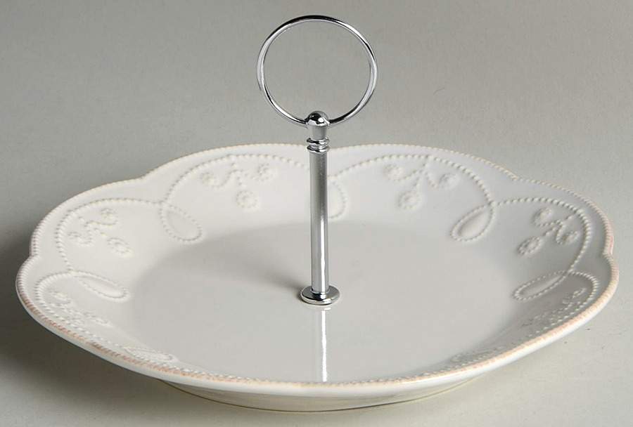 French Perle White Round Serving Plate with Handle (LPA) by Lenox-1