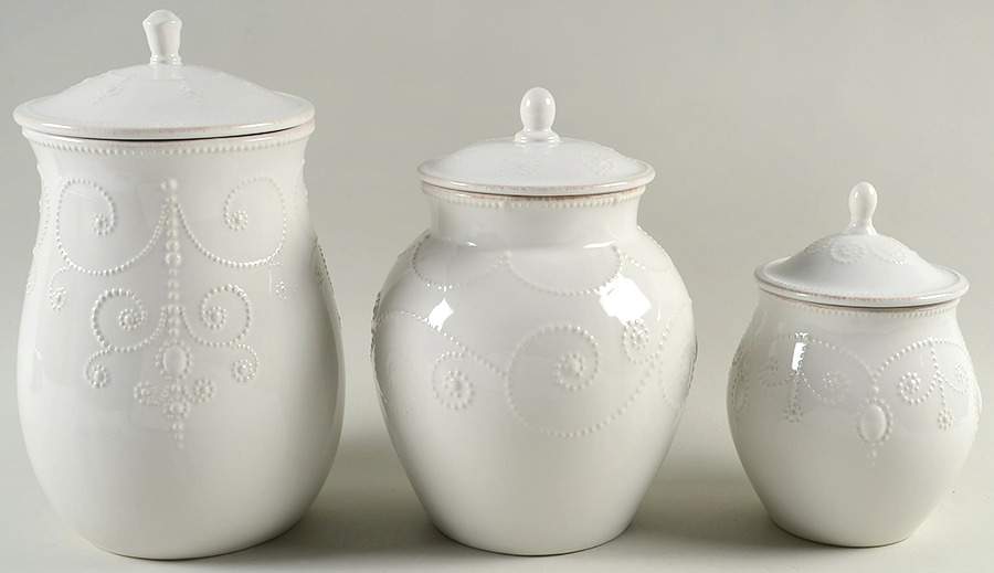 French Perle White (3 Piece) Canister Set (Box Set) by Lenox-1