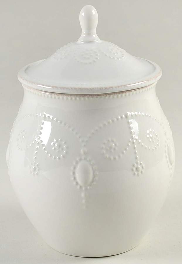 French Perle White Small Canister & Lid by Lenox-1