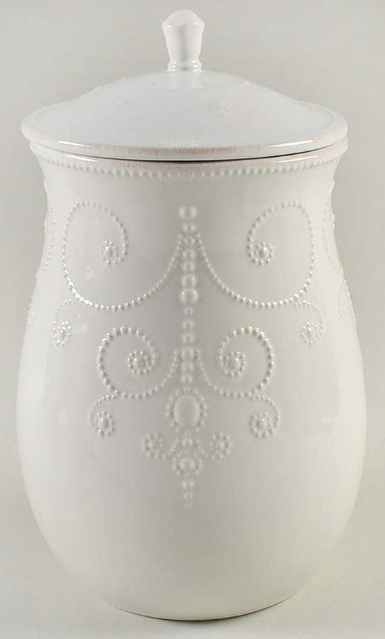 French Perle White Large Canister & Lid by Lenox-1