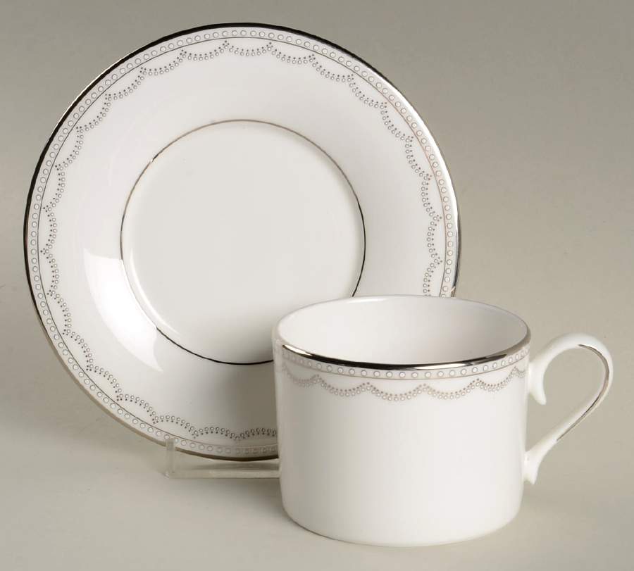 Iced Pirouette Flat Cup & Saucer Set by Lenox-1