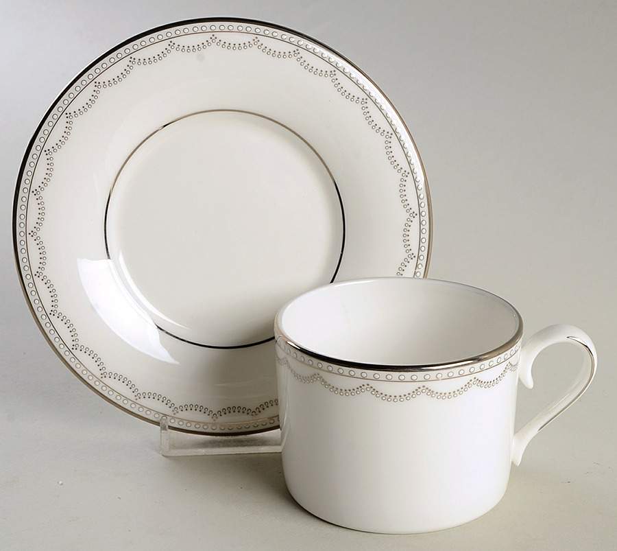 Iced Pirouette Flat Cup & Saucer Set by Lenox-1