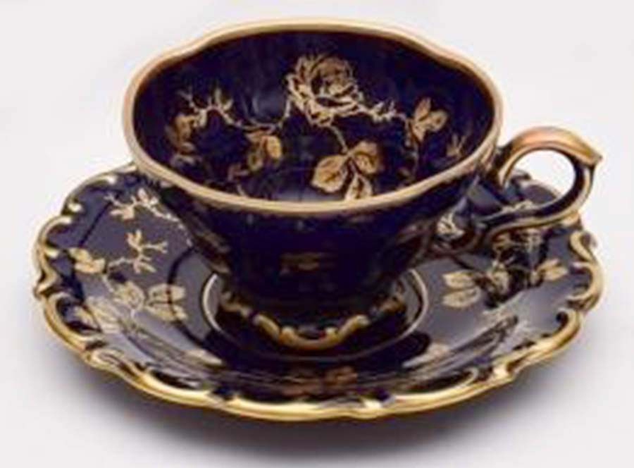 Rosengold Footed Cup & Saucer Set by Lindner-1