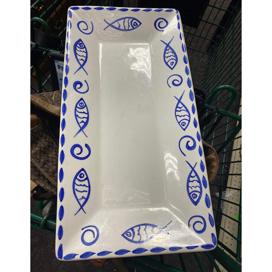 Pescada 16" Rectangular Serving Platter by Living Art-1