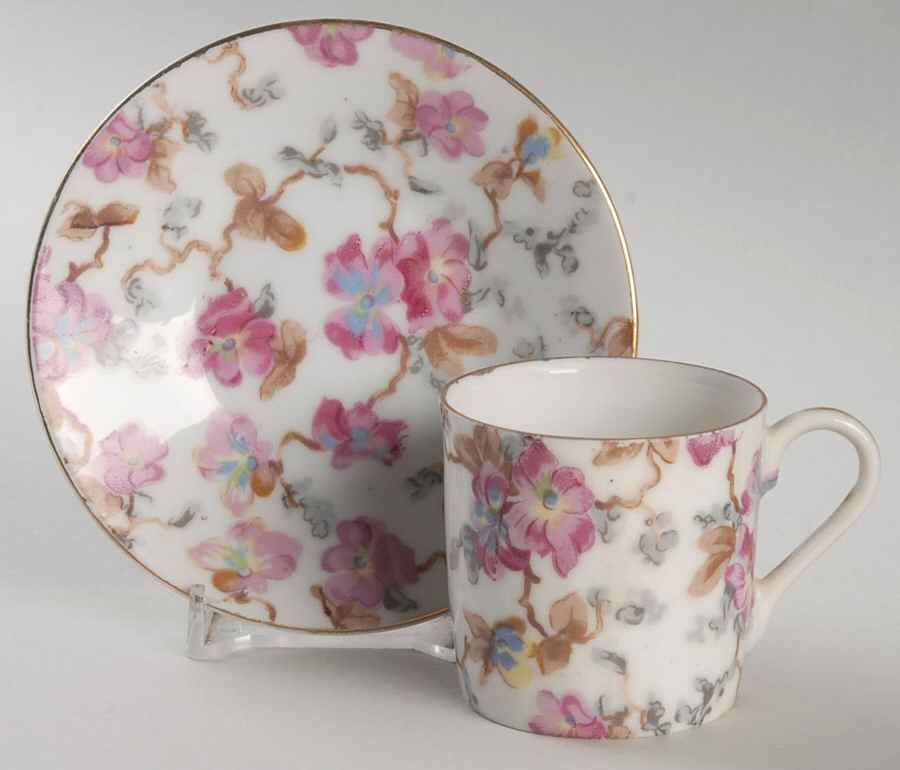 LEF117 Flat Demitasse Cup & Saucer Set by Lefton-1
