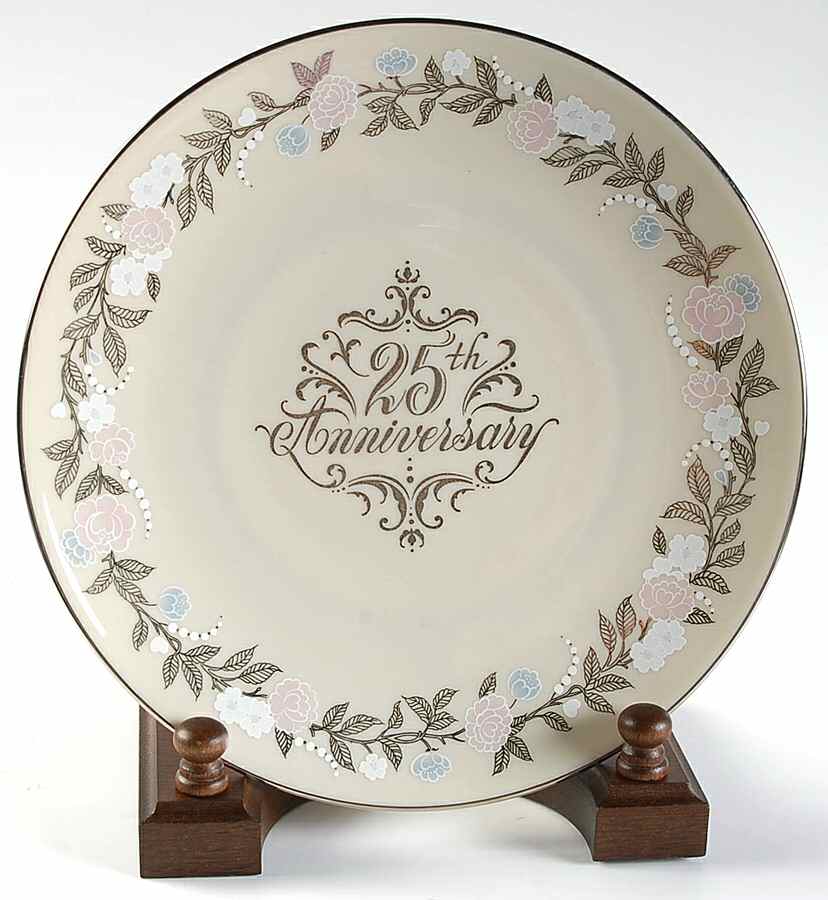 25th Anniversary Anniversary Commemorative Salad Plate & Wood Stand by Lenox-1