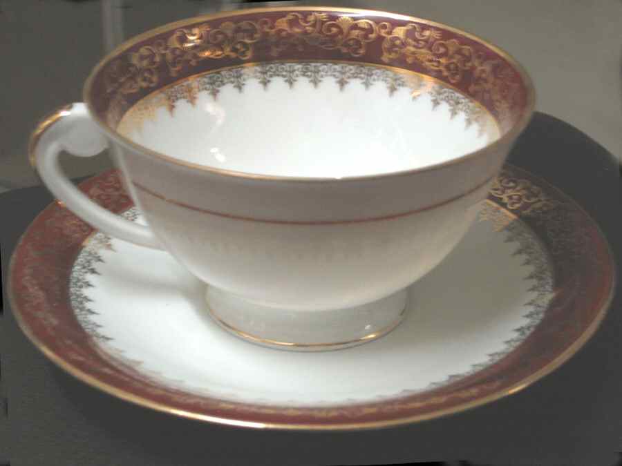 LIM528 Footed Cup & Saucer Set by Limoges-French-1