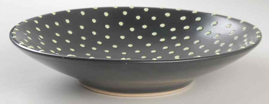 Dots on Rim (Pistachio on Black) 10" Individual Pasta Bowl by Luna Garcia-1