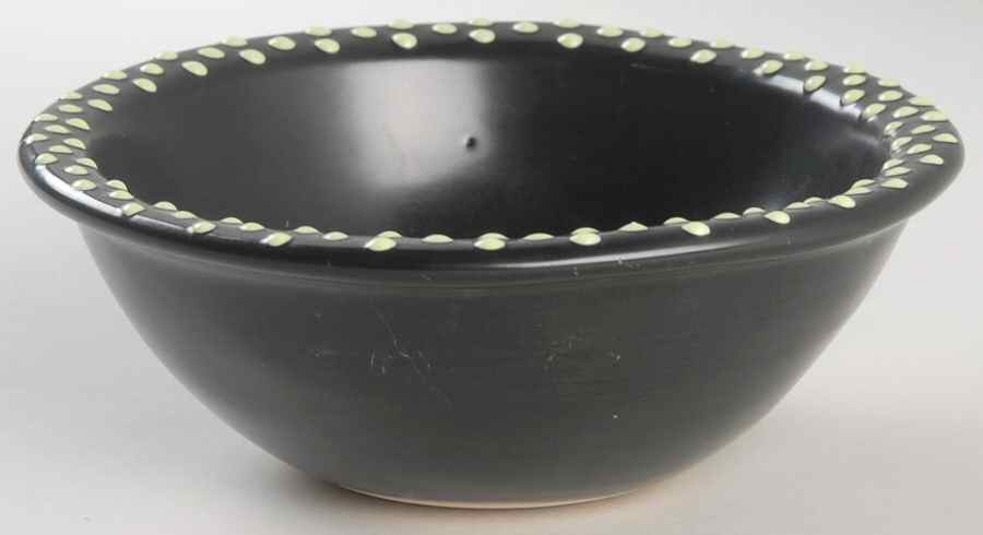 Dots on Rim (Pistachio on Black) 7" Chili Bowl by Luna Garcia-1