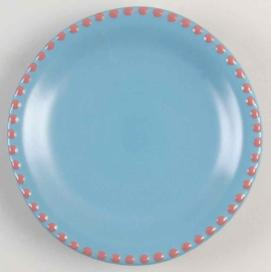 Dots on Rim (Raspberry on Azure) Bread & Butter Plate by Luna Garcia-1