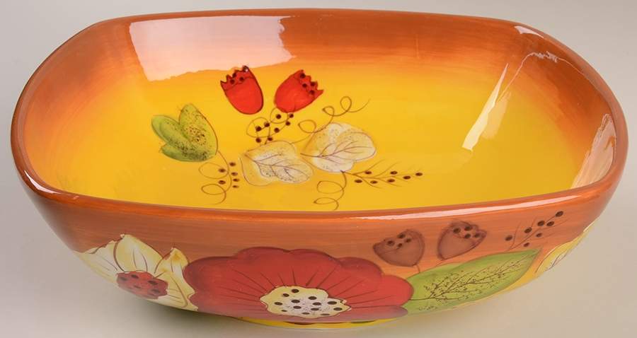 Les Belles Fleurs 10" Square Serving Bowl by Laurie Gates-1