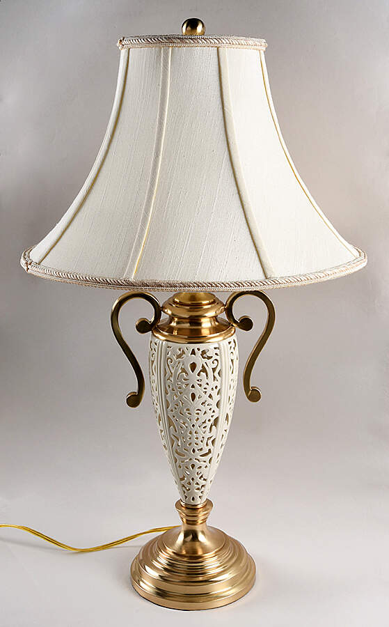 White Linen 28" Electric Lamp & Shade by Lenox-1
