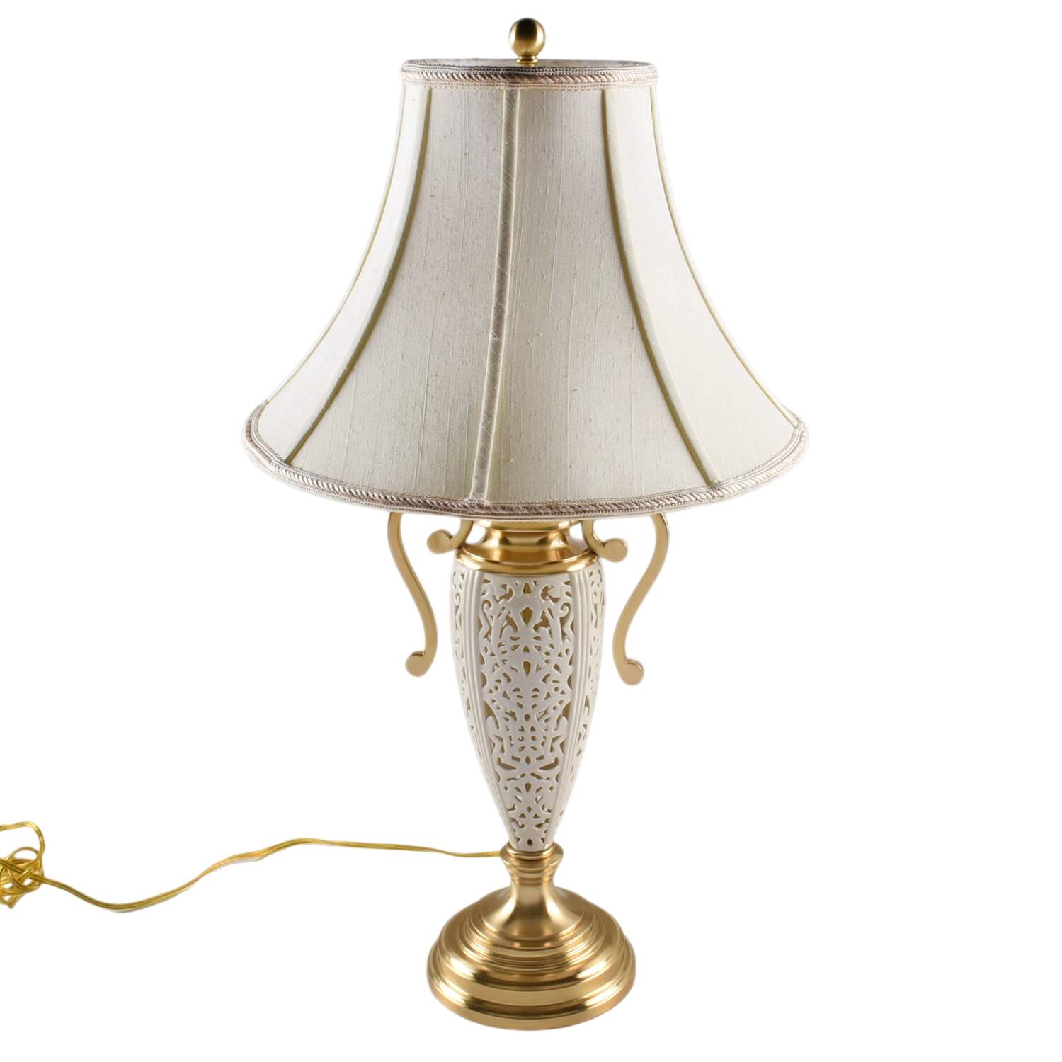 White Linen 28" Electric Lamp & Shade by Lenox-1