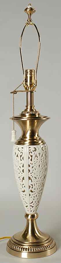 White Linen 31" Electric Lamp No Shade by Lenox-1