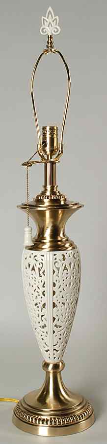 White Linen 31" Electric Lamp No Shade by Lenox-1