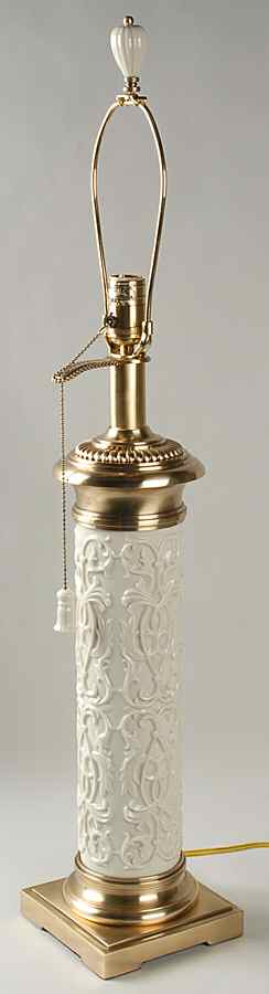 White Linen 32" Electric Lamp No Shade by Lenox-1