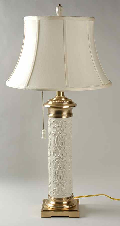 White Linen 32" Electric Lamp & Shade by Lenox-1