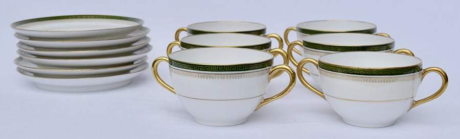 LIM532 Flat Bouillon Cup & Saucer by Limoges-French-1