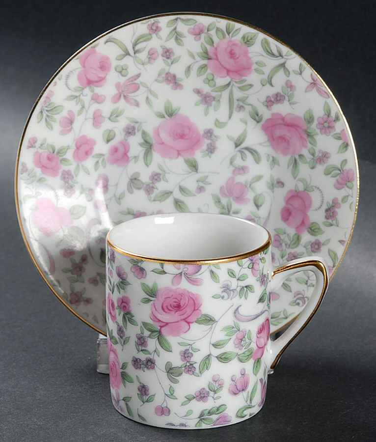 LEF98 Flat Demitasse Cup & Saucer Set by Lefton-1