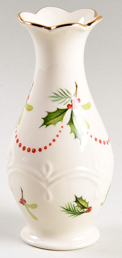 Mistletoe & Holly 5" Bud Vase by Lenox-1