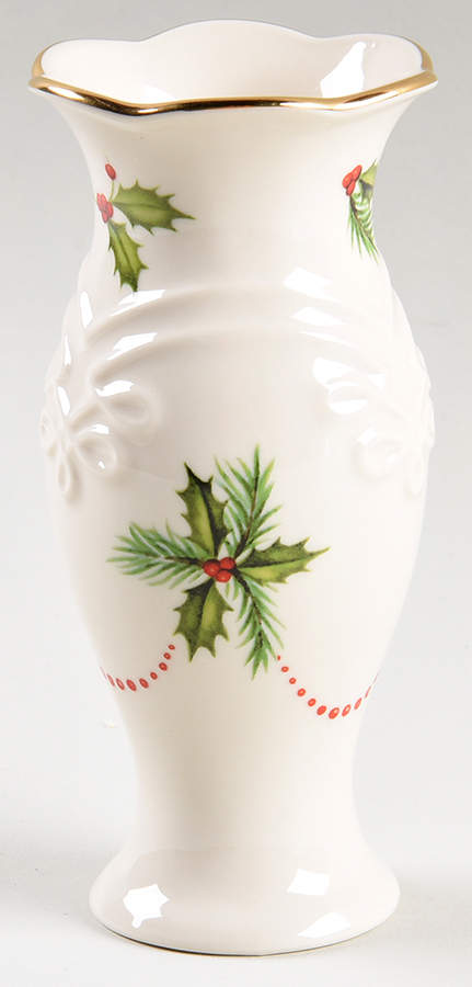Mistletoe & Holly 5" Bud Vase by Lenox-1