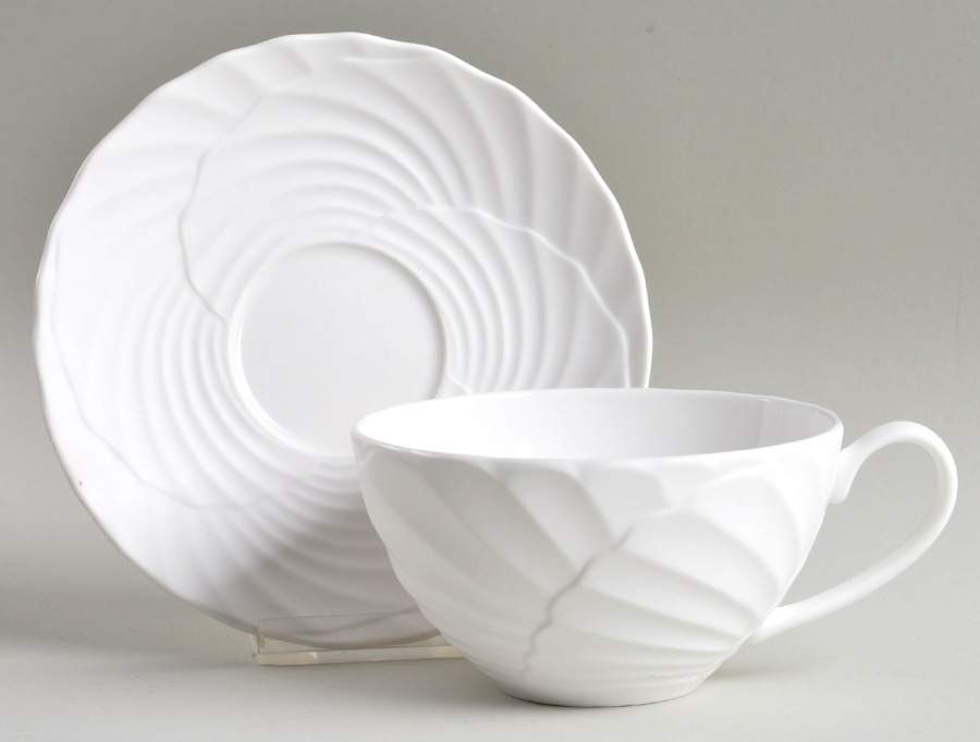Pleated Swirl Flat Cup & Saucer Set by Lenox-1